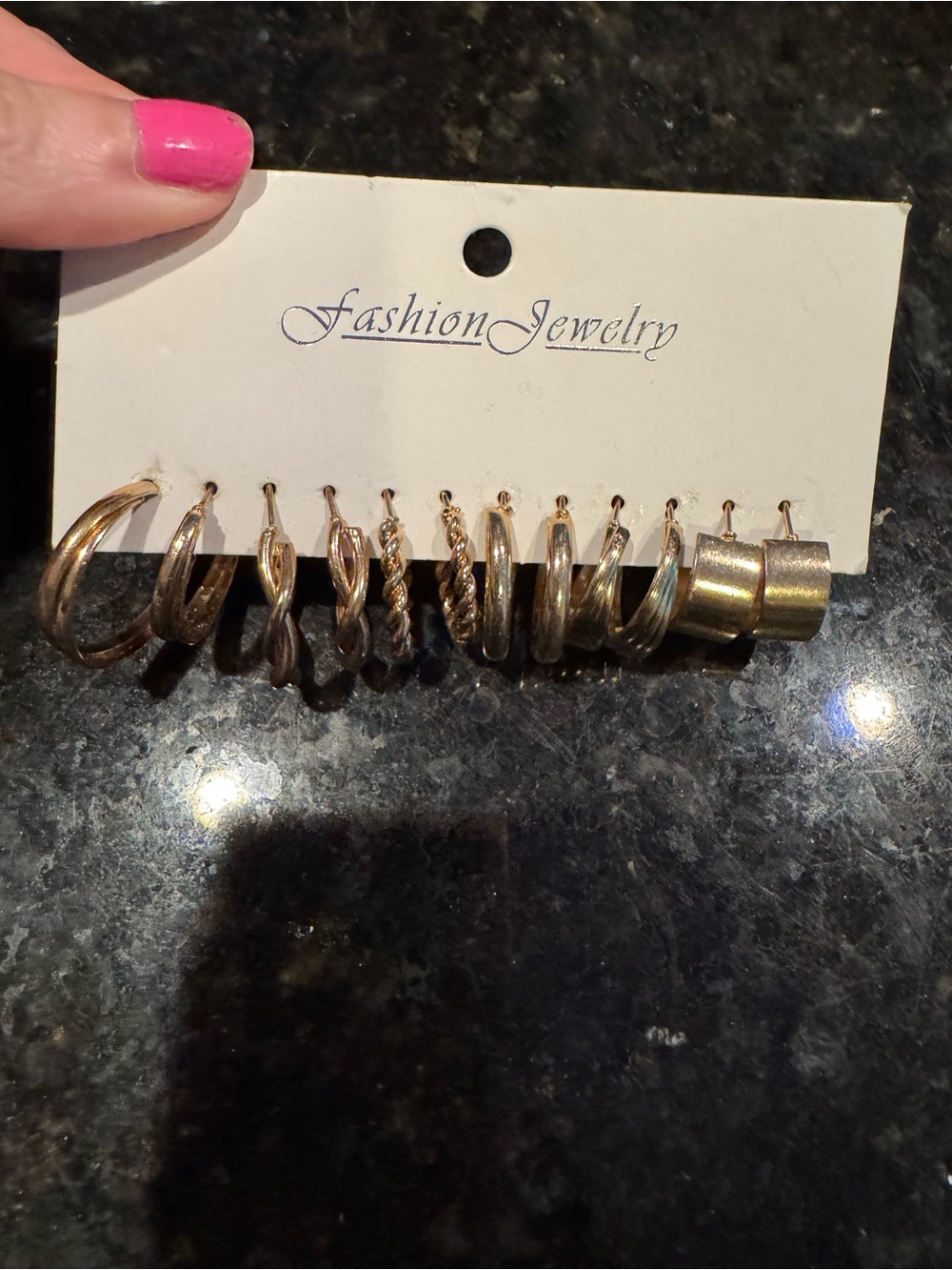 Fashion Jewelry Gold-Tone Mixed Hoop Earring Set (one pair is mis-size, see pic)